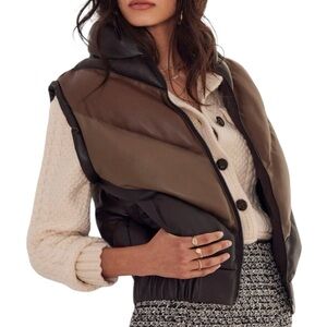 Brown Retro Style Vegan Leather Sicily Vest by Heartloom Women’s Medium / Large